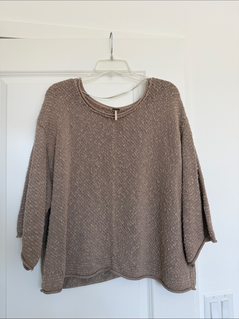 Free People Taupe Knit Scoop Neck Sweater